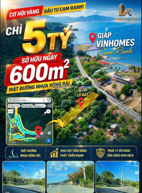 Lô đất biển Cam Ranh 600m2 mặt tiền 9m